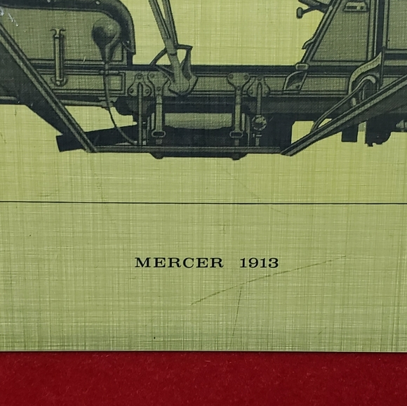 Vtg. Red Velvet Framed 1913 Mercer Wall Decor on Metal - Picture 4 of 8